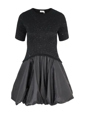 Simkhai Kenz Short Sleeve Knit Combo Ruffle Mini Dress