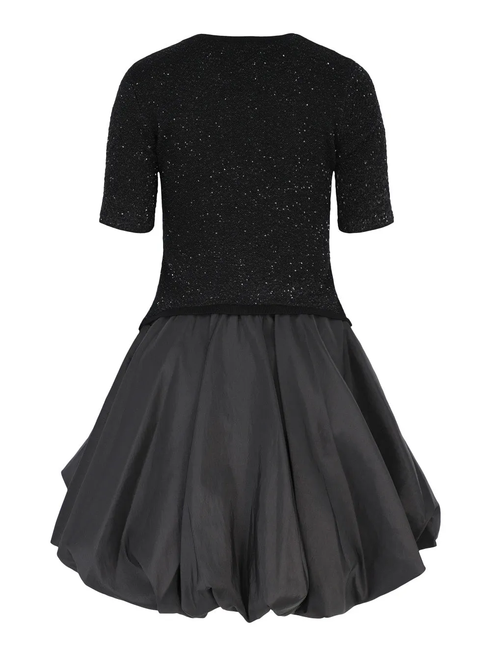 Simkhai Kenz Short Sleeve Knit Combo Ruffle Mini Dress