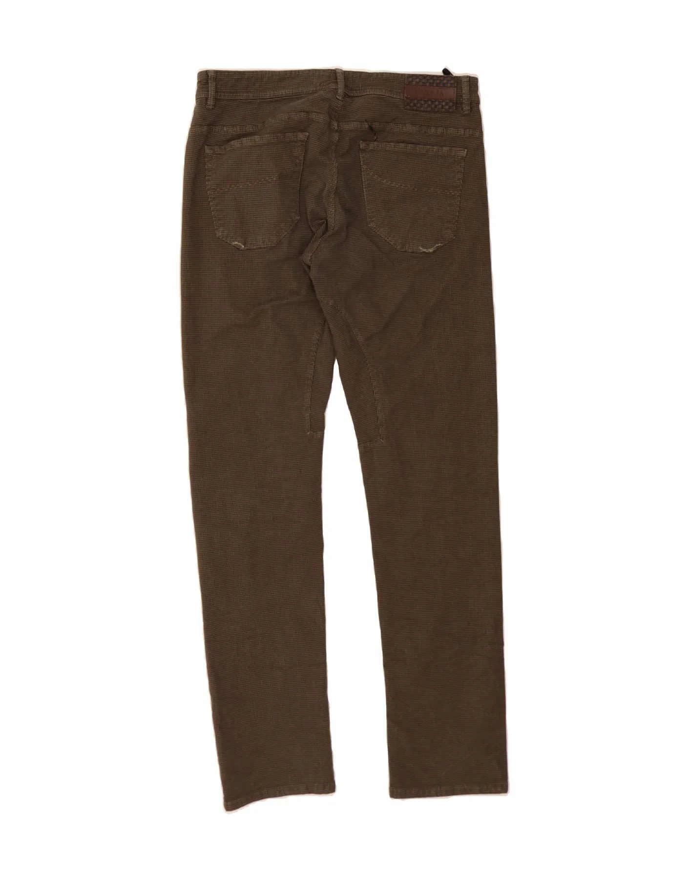 SIVIGLIA Mens Skinny Casual Trousers W36 L33 Brown Houndstooth Cotton