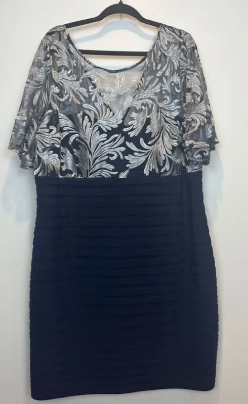 Size 24W Scarlett Navy/Silver Mother of Bride Dress