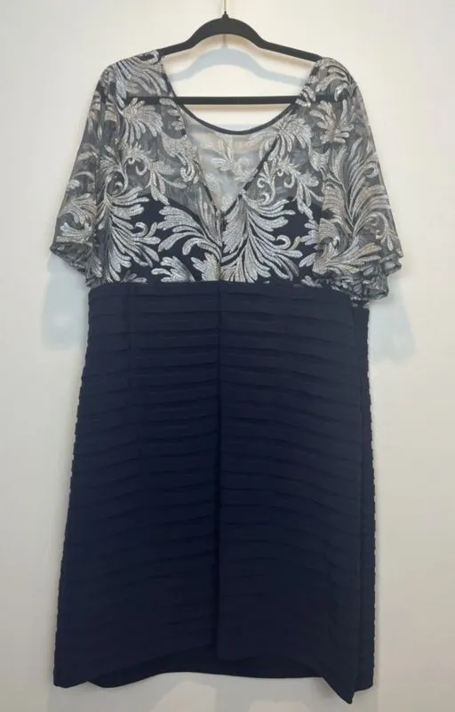 Size 24W Scarlett Navy/Silver Mother of Bride Dress