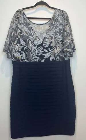 Size 24W Scarlett Navy/Silver Mother of Bride Dress