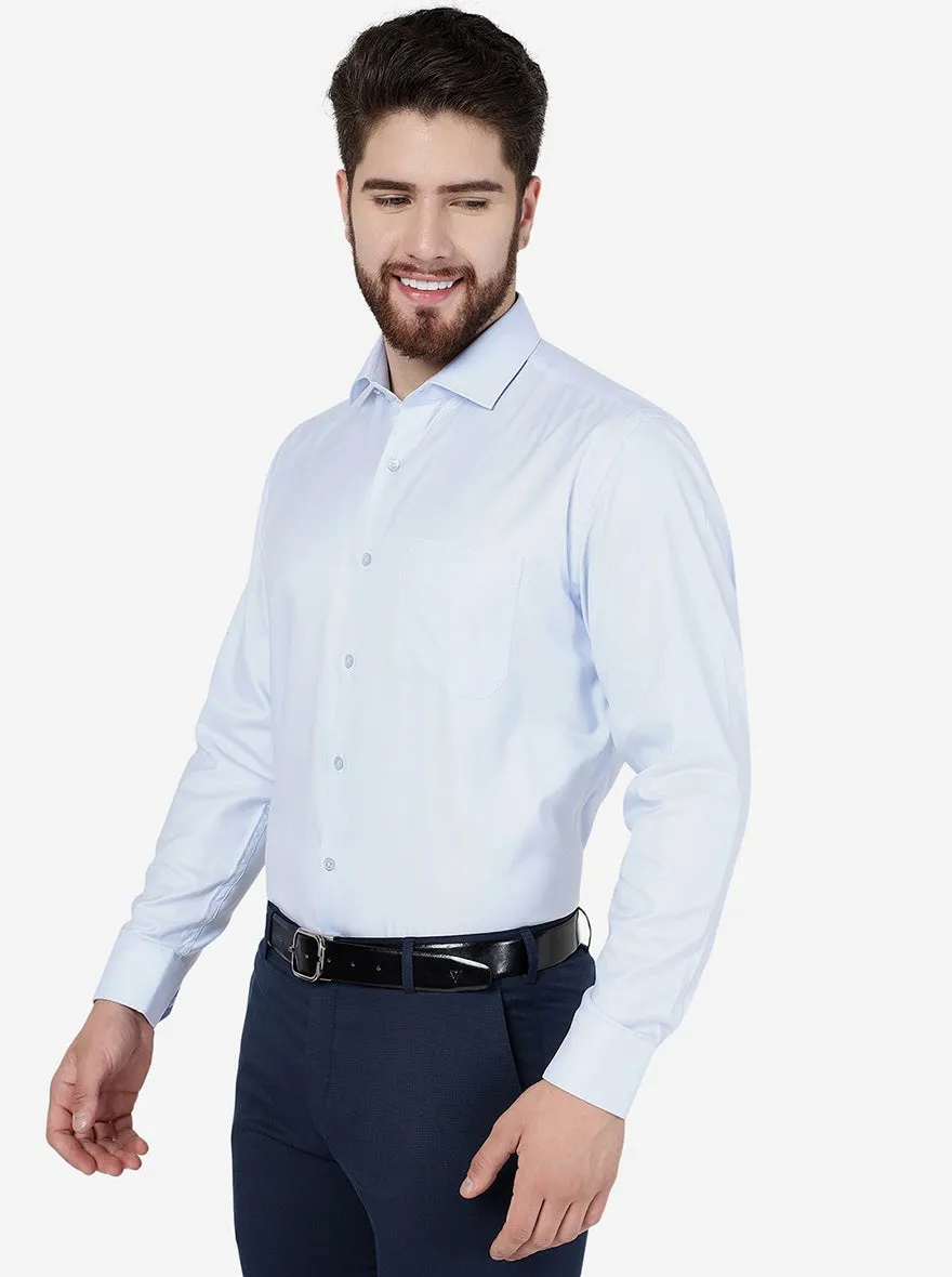 Sky Blue Solid Regular Fit Formal Shirt | JadeBlue