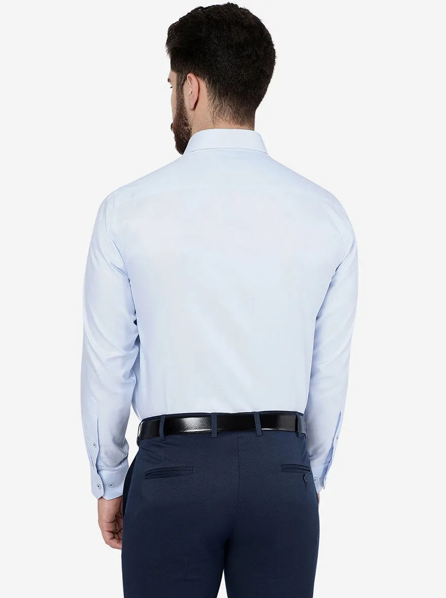 Sky Blue Solid Regular Fit Formal Shirt | JadeBlue