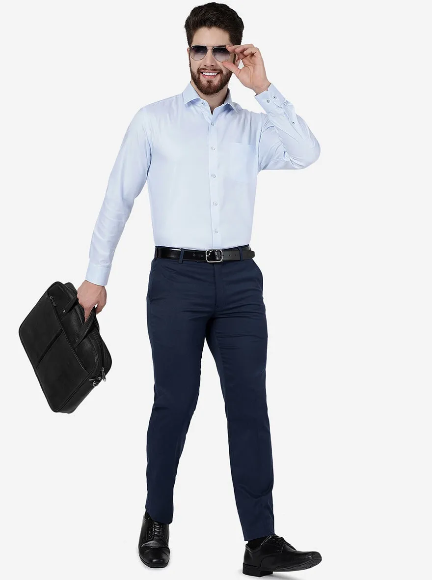 Sky Blue Solid Regular Fit Formal Shirt | JadeBlue