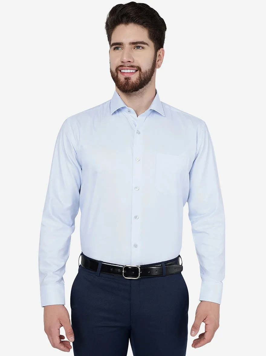 Sky Blue Solid Regular Fit Formal Shirt | JadeBlue