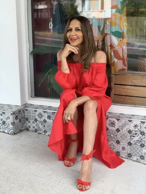 Sophie Off the Shoulder Dress - Red