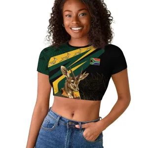 South Africa Bokke Personalised Raglan Cropped T shirt Mascot Dynamic LT7