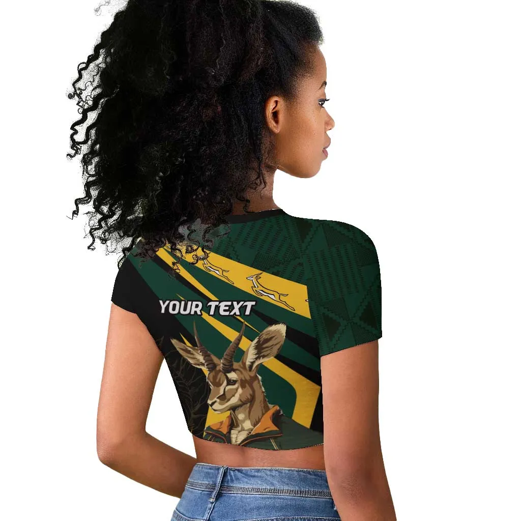South Africa Bokke Personalised Raglan Cropped T shirt Mascot Dynamic LT7