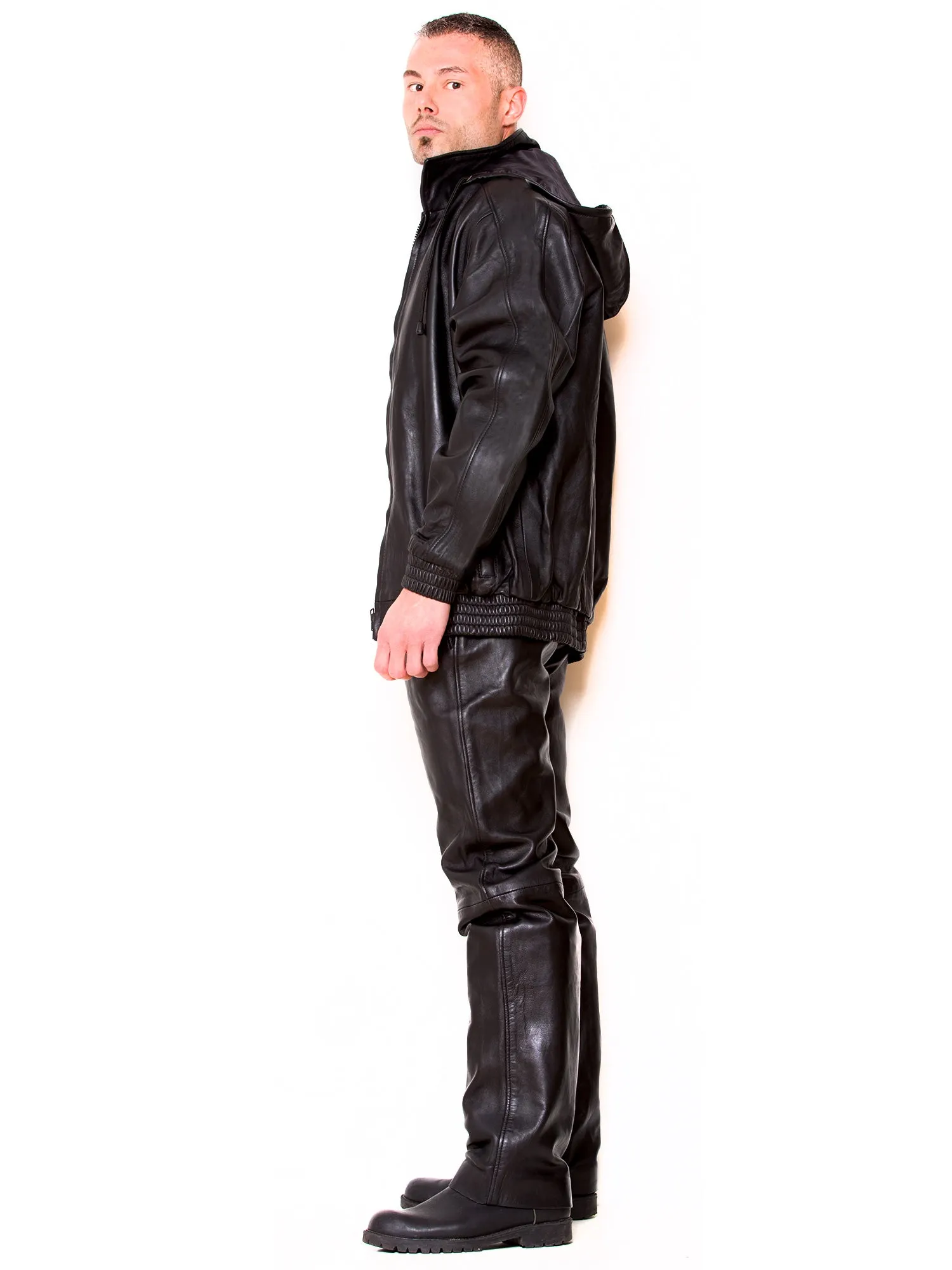 Stan Leather Hooded Jacket
