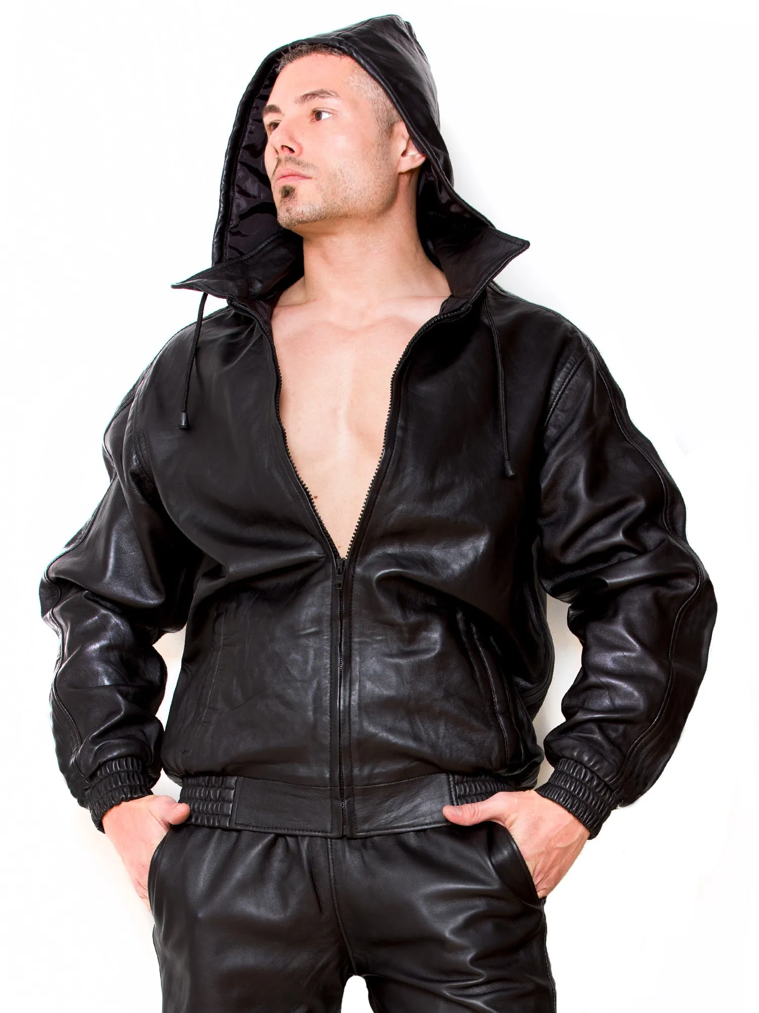 Stan Leather Hooded Jacket
