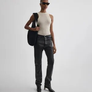 STRAIGHT LEG JEANS | black leather