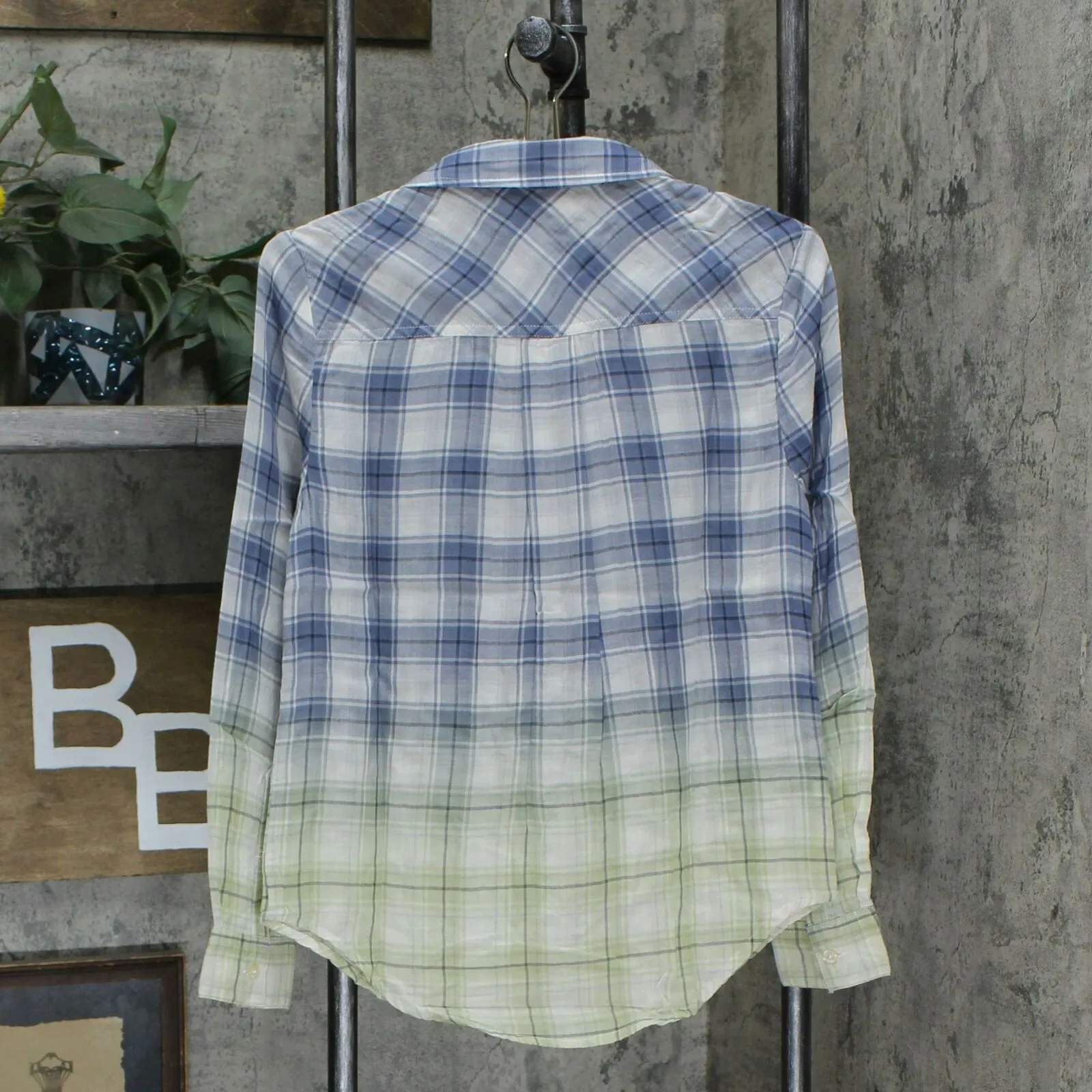 Style & Co Petite Ombre Plaid Button Front Shirt