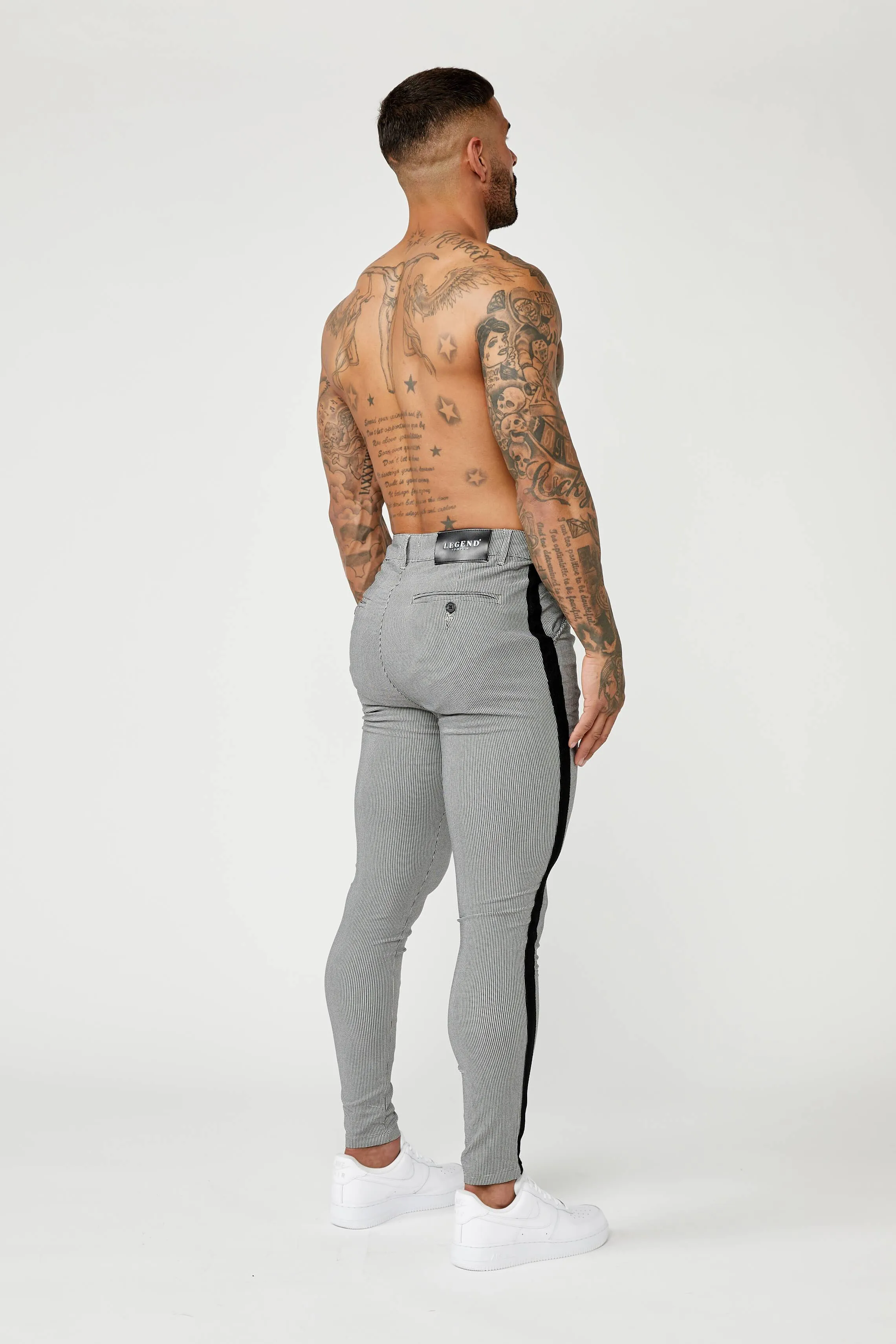 Super Stretch Checkered Trouser - Black Stripe - Grey
