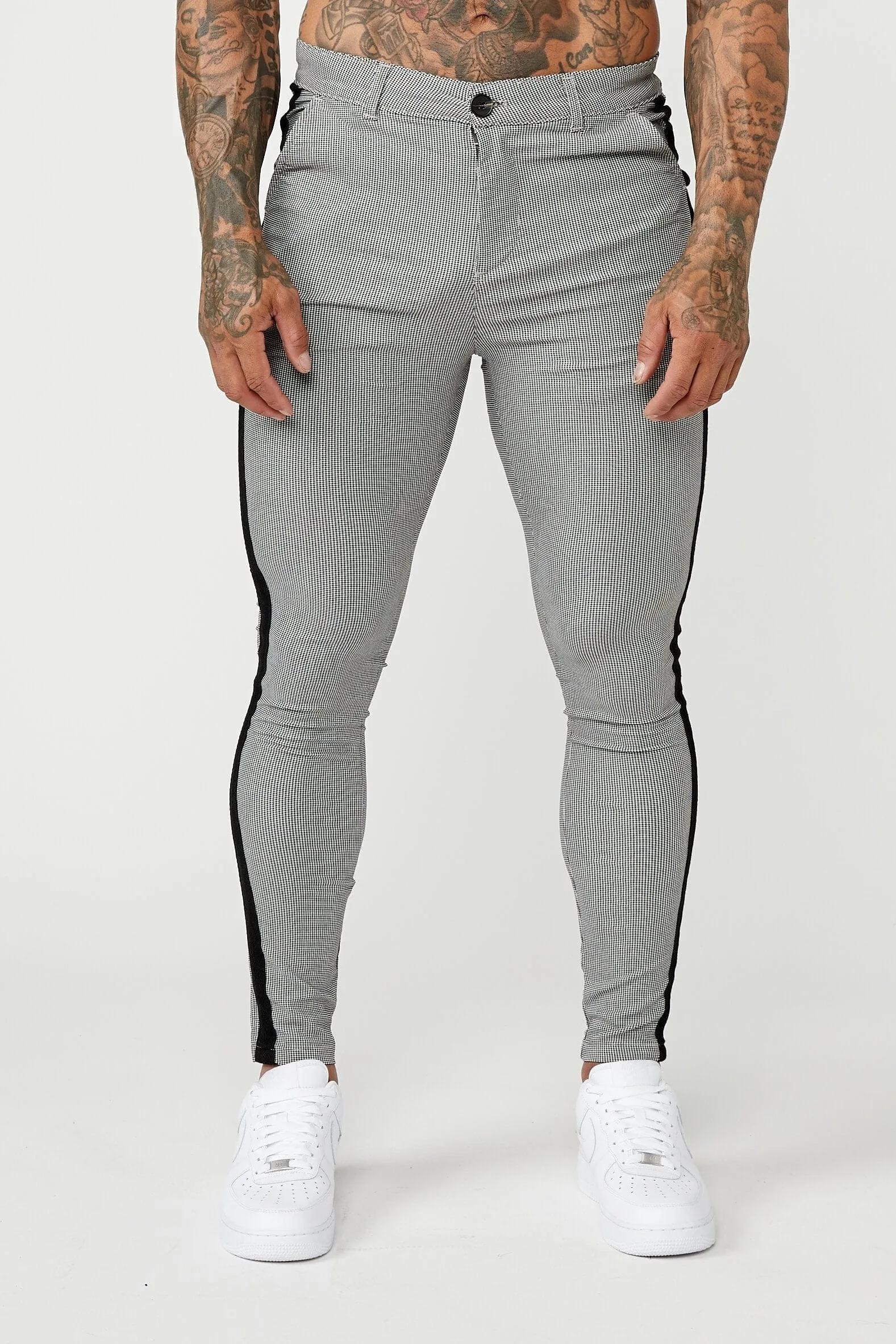 Super Stretch Checkered Trouser - Black Stripe - Grey
