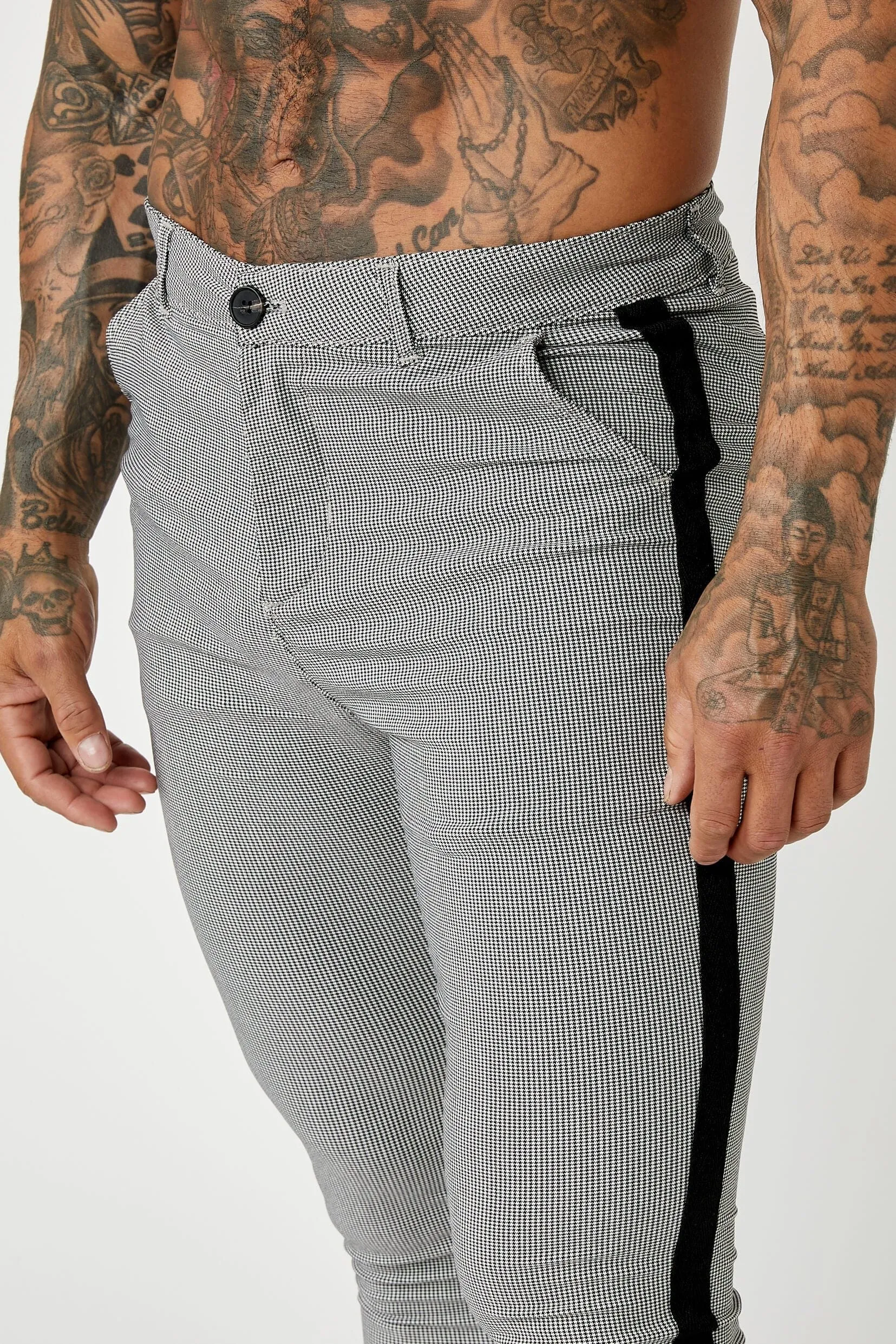 Super Stretch Checkered Trouser - Black Stripe - Grey