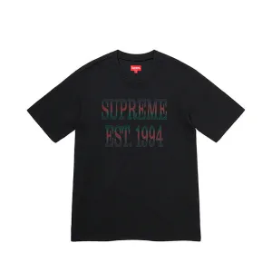 Supreme Cotton Mesh Gradient Logo S/S Top- Black