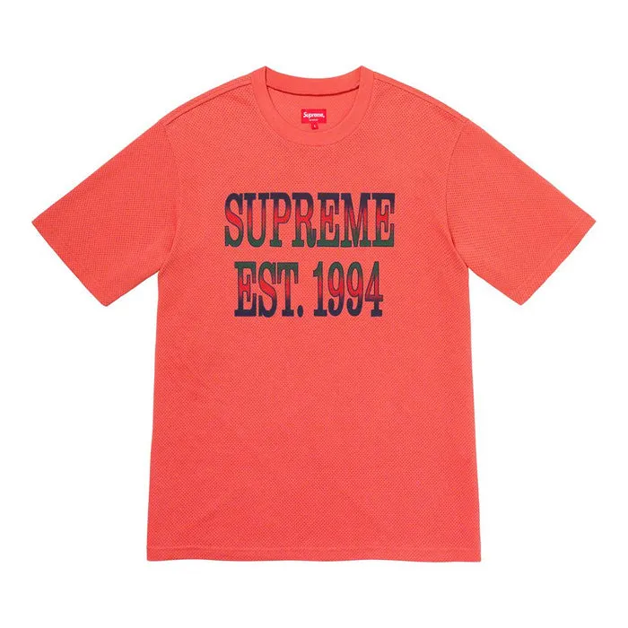 Supreme Cotton Mesh Gradient Logo S/S Top- Dark Coral