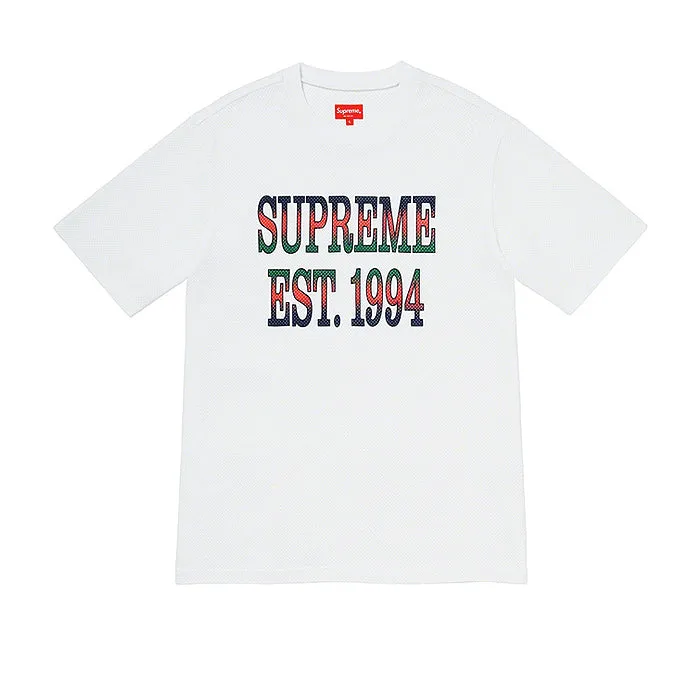 Supreme Cotton Mesh Gradient Logo S/S Top- White