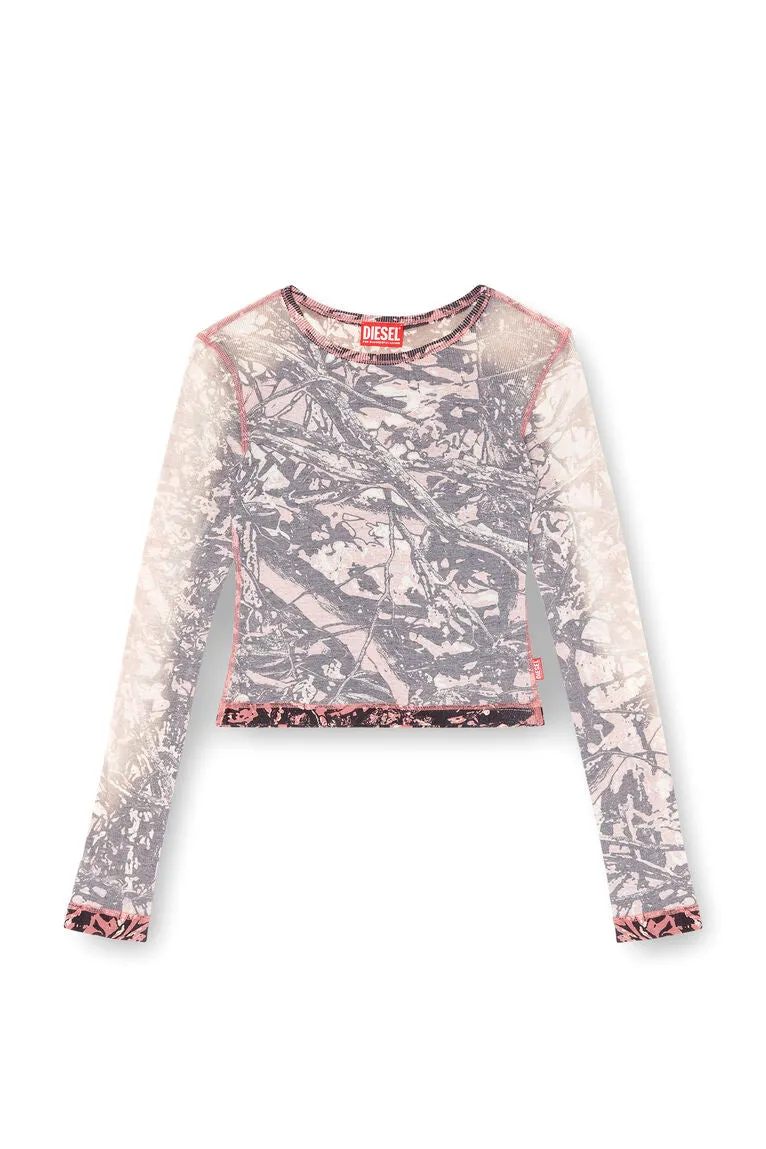 T-BANESS-Q1 Camo Print L/S Top | Pink / Grey