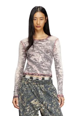 T-BANESS-Q1 Camo Print L/S Top | Pink / Grey