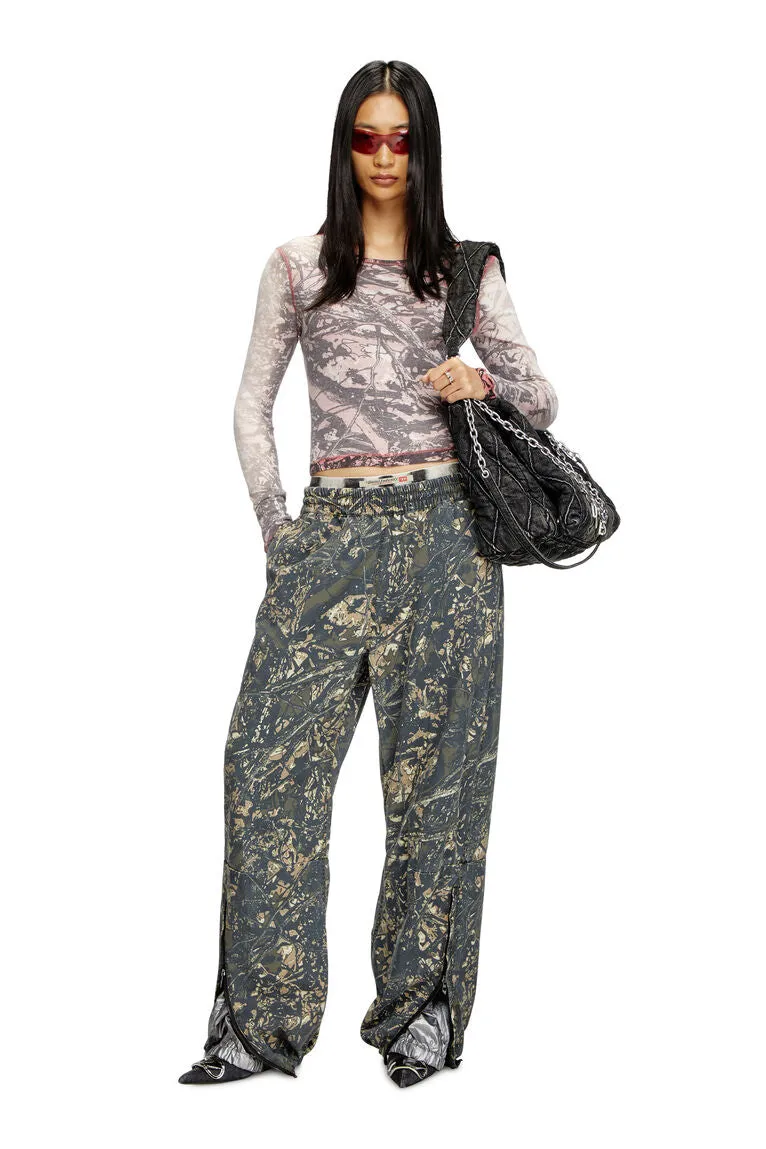 T-BANESS-Q1 Camo Print L/S Top | Pink / Grey