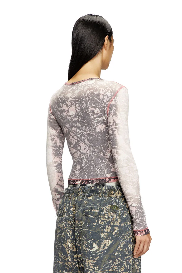 T-BANESS-Q1 Camo Print L/S Top | Pink / Grey
