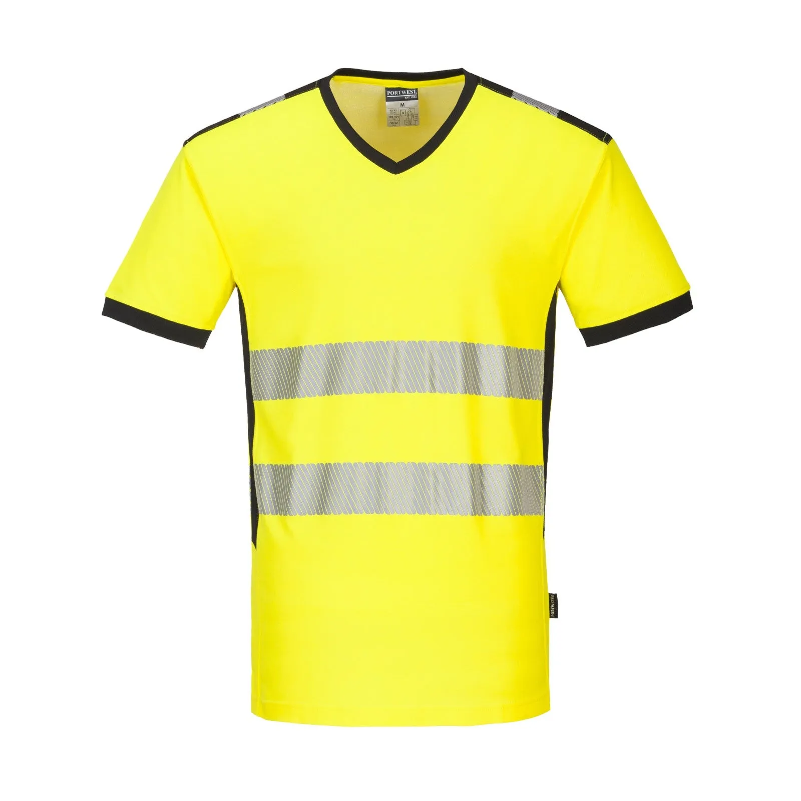T-Shirt alta visibilità giallo fluo t.S-4XL scollo V PORTWEST PW310