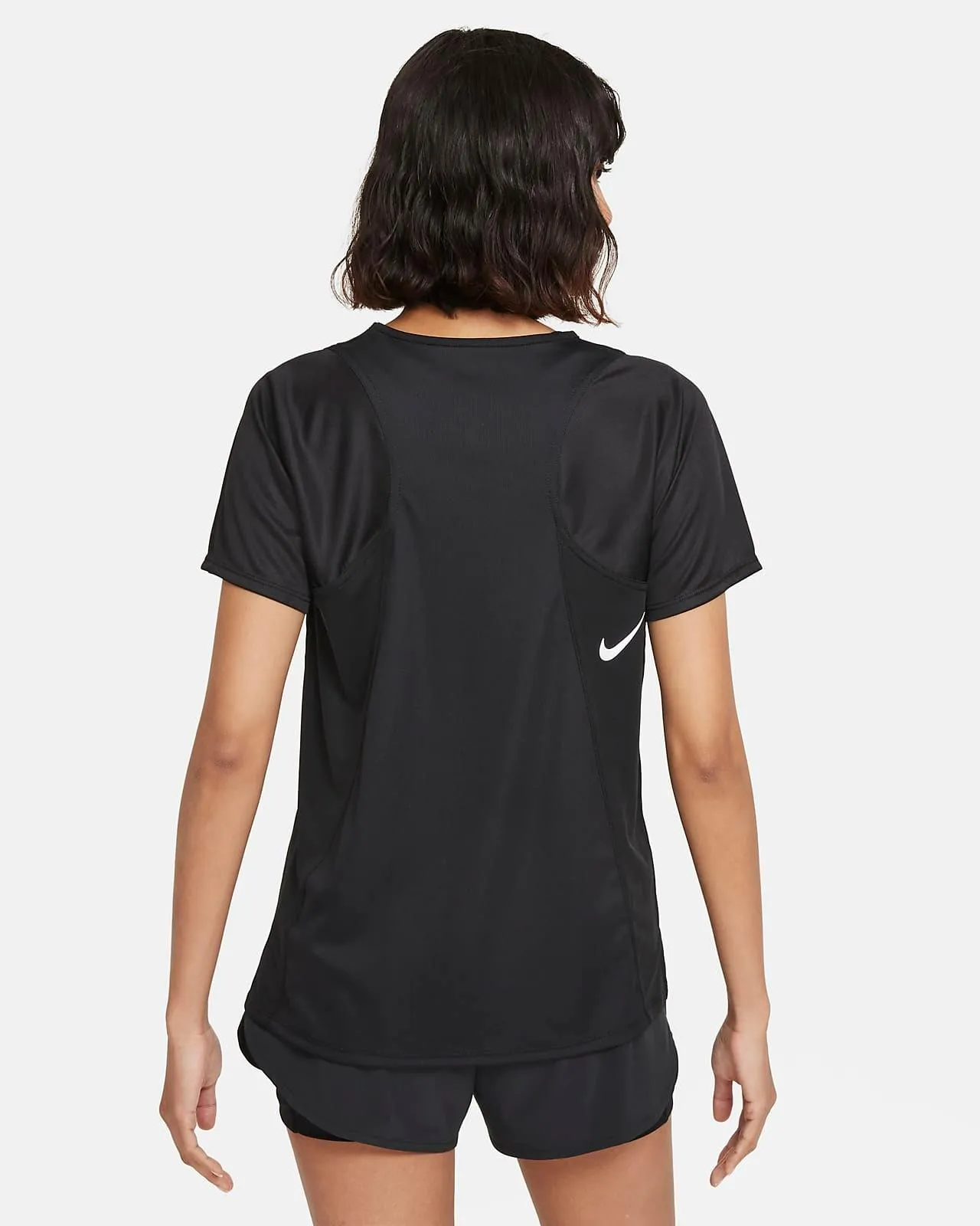 T SHIRT DONNA NIKE DRI-FIT RUN MAGLIA WOMAN RUNNING TEE NERA