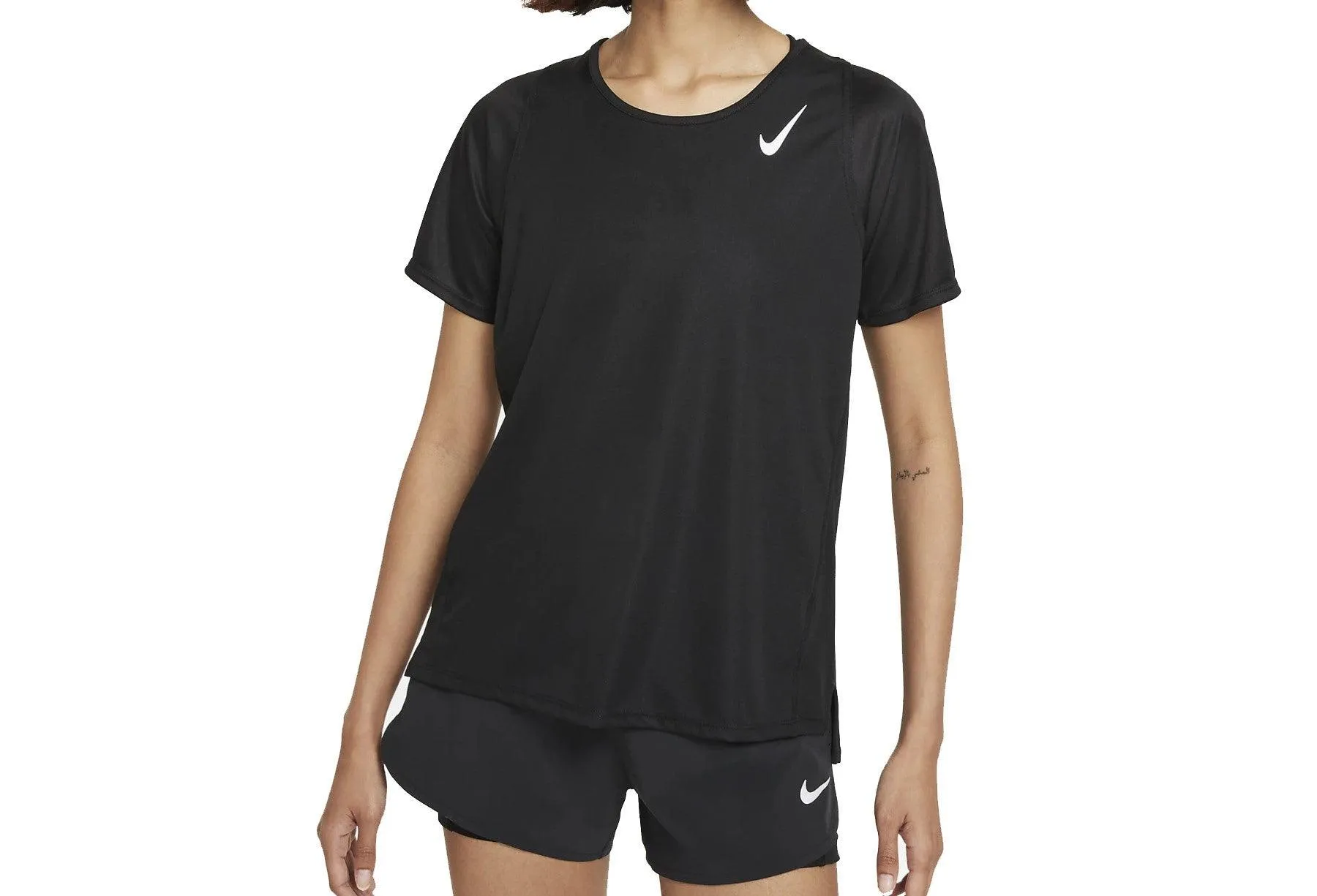 T SHIRT DONNA NIKE DRI-FIT RUN MAGLIA WOMAN RUNNING TEE NERA