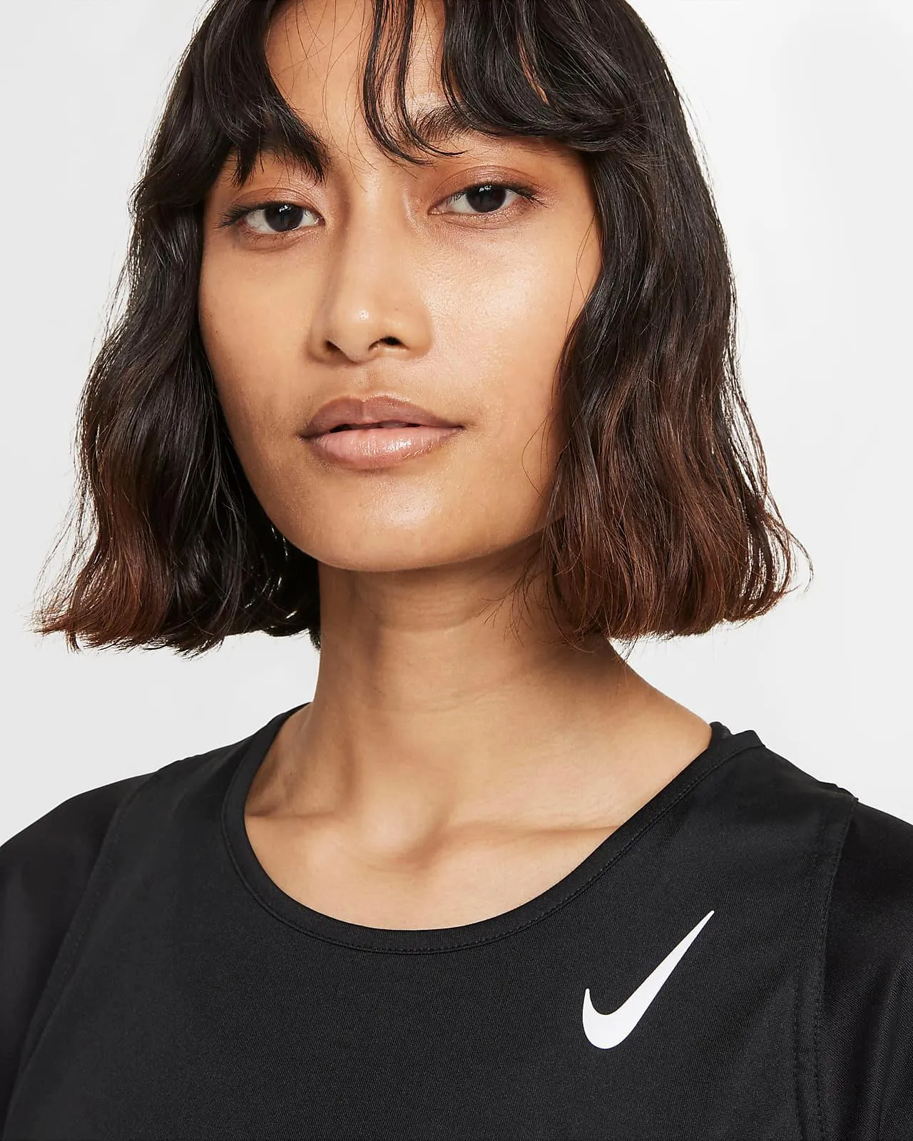 T SHIRT DONNA NIKE DRI-FIT RUN MAGLIA WOMAN RUNNING TEE NERA