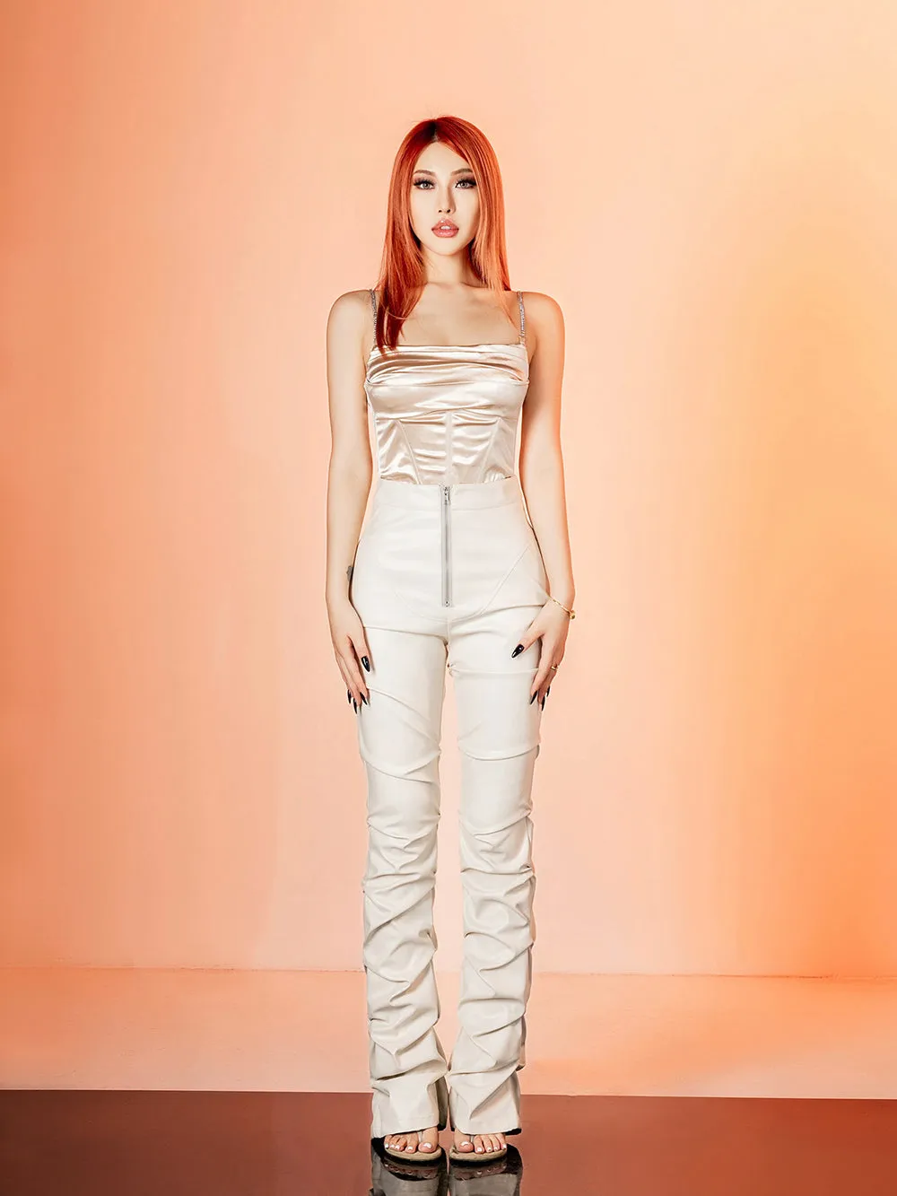 Tatiana Pu Leather Pleated Unicorn Blood Pants