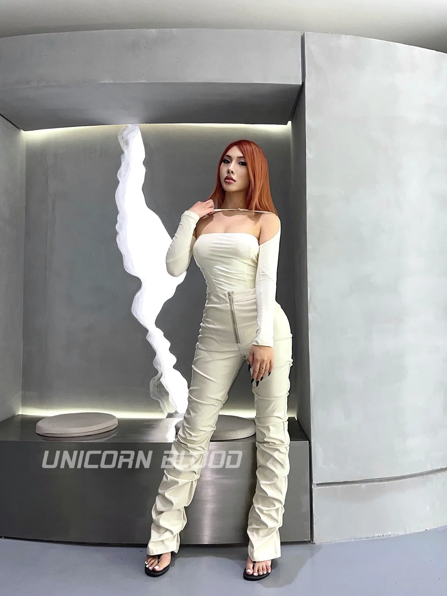 Tatiana Pu Leather Pleated Unicorn Blood Pants