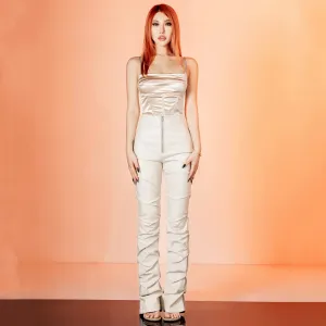Tatiana Pu Leather Pleated Unicorn Blood Pants
