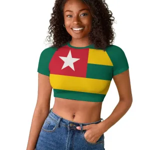 Togolese Independence Day Raglan Cropped T shirt Flag Style LT15