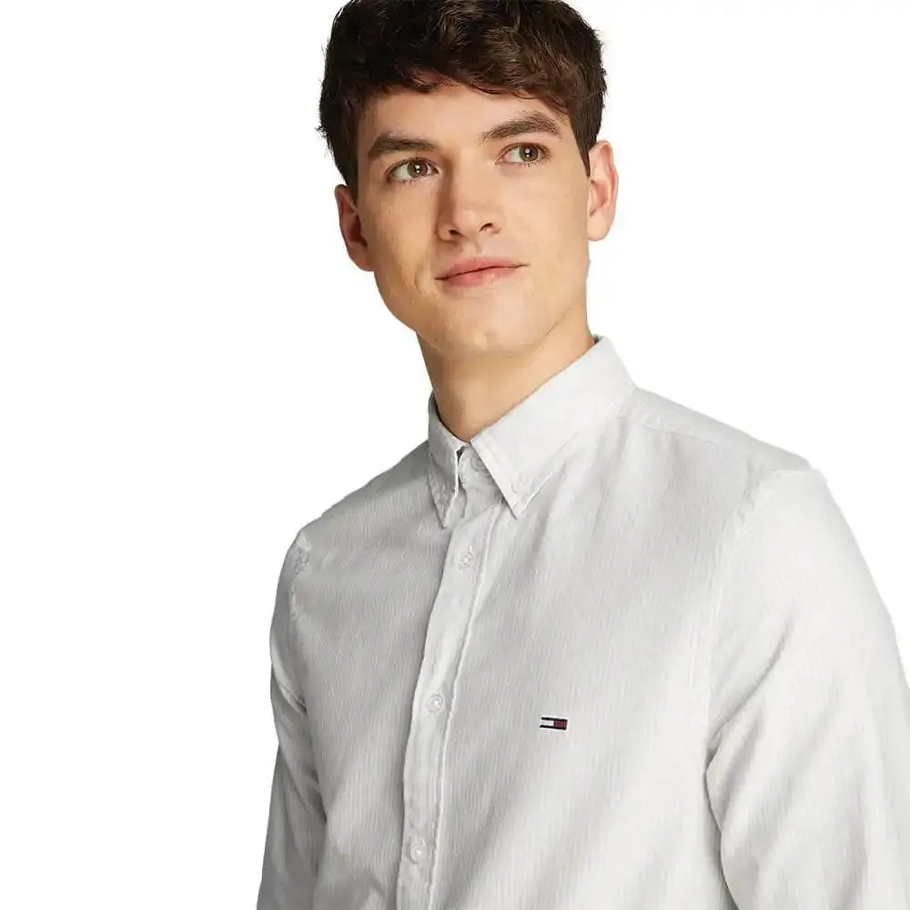 Tommy Jeans Mens Slim Oxford Shirt Sweet Blue Stripe