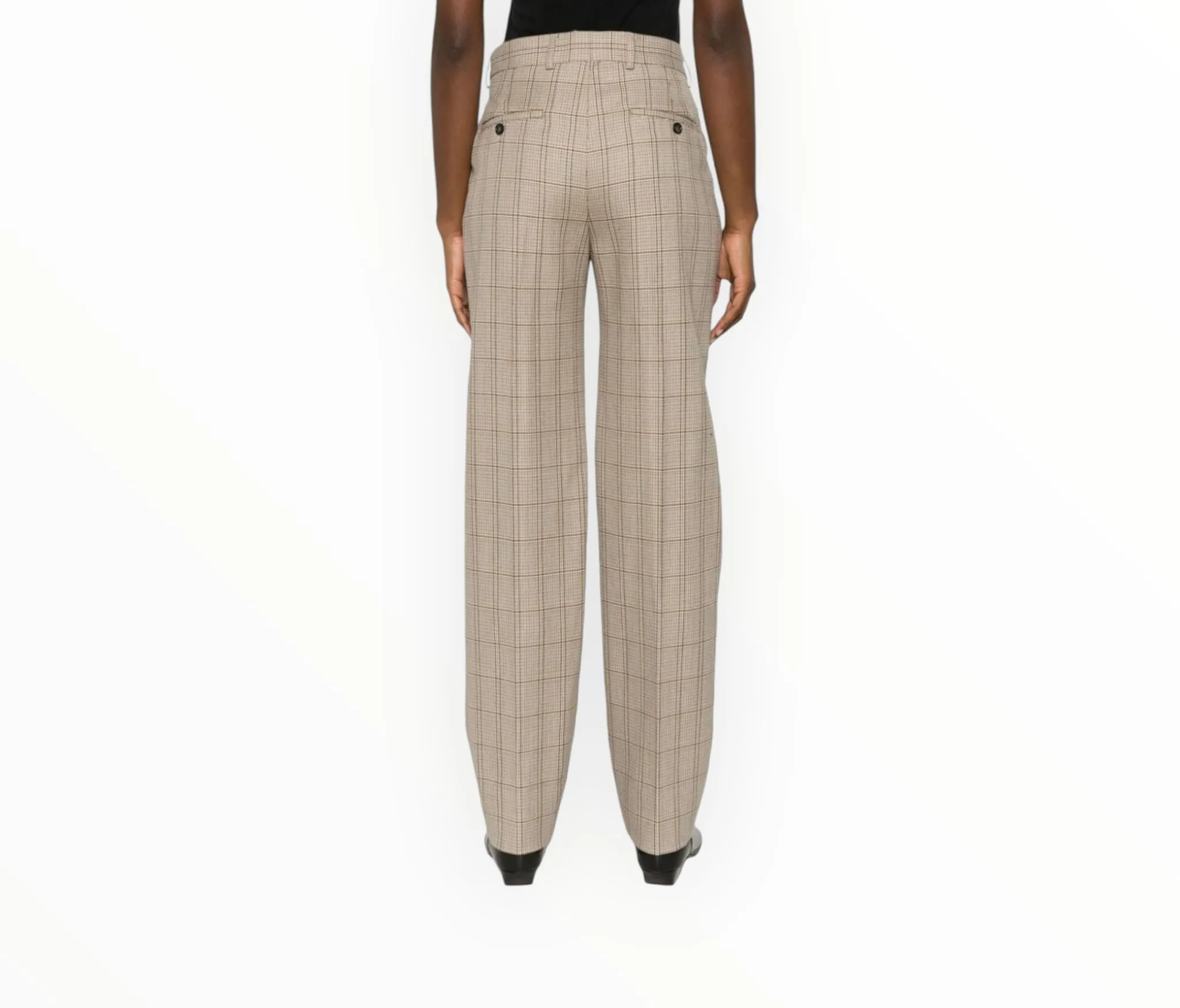 Toteme Windowpane Check Tailored Pants - Brown - Size 38