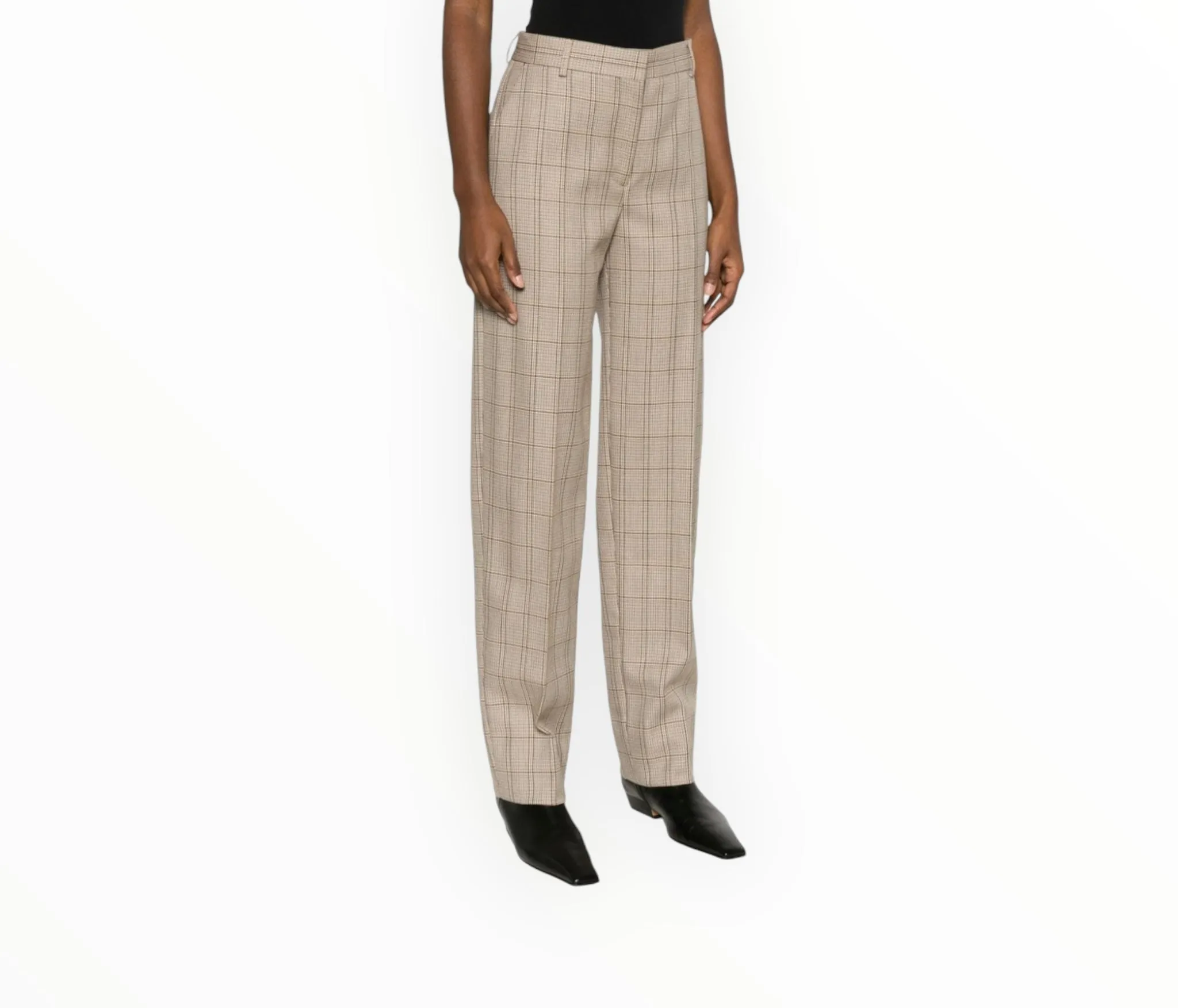 Toteme Windowpane Check Tailored Pants - Brown - Size 38