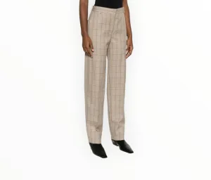 Toteme Windowpane Check Tailored Pants - Brown - Size 38