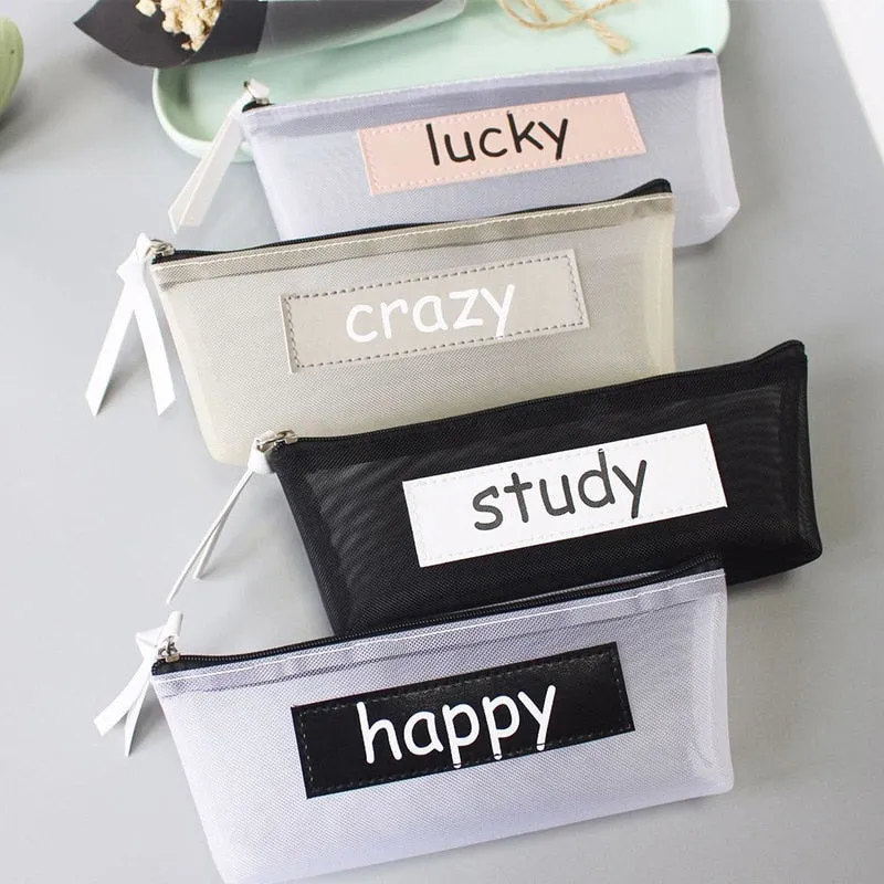 Transparent Mesh Pencil Case