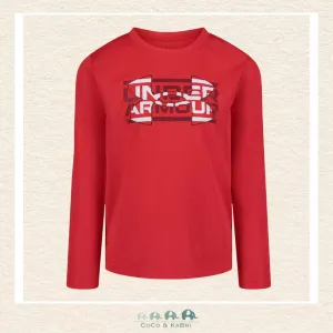 Under Armour: Boys' Puff Mesh Long Sleeve Tshirt - Red