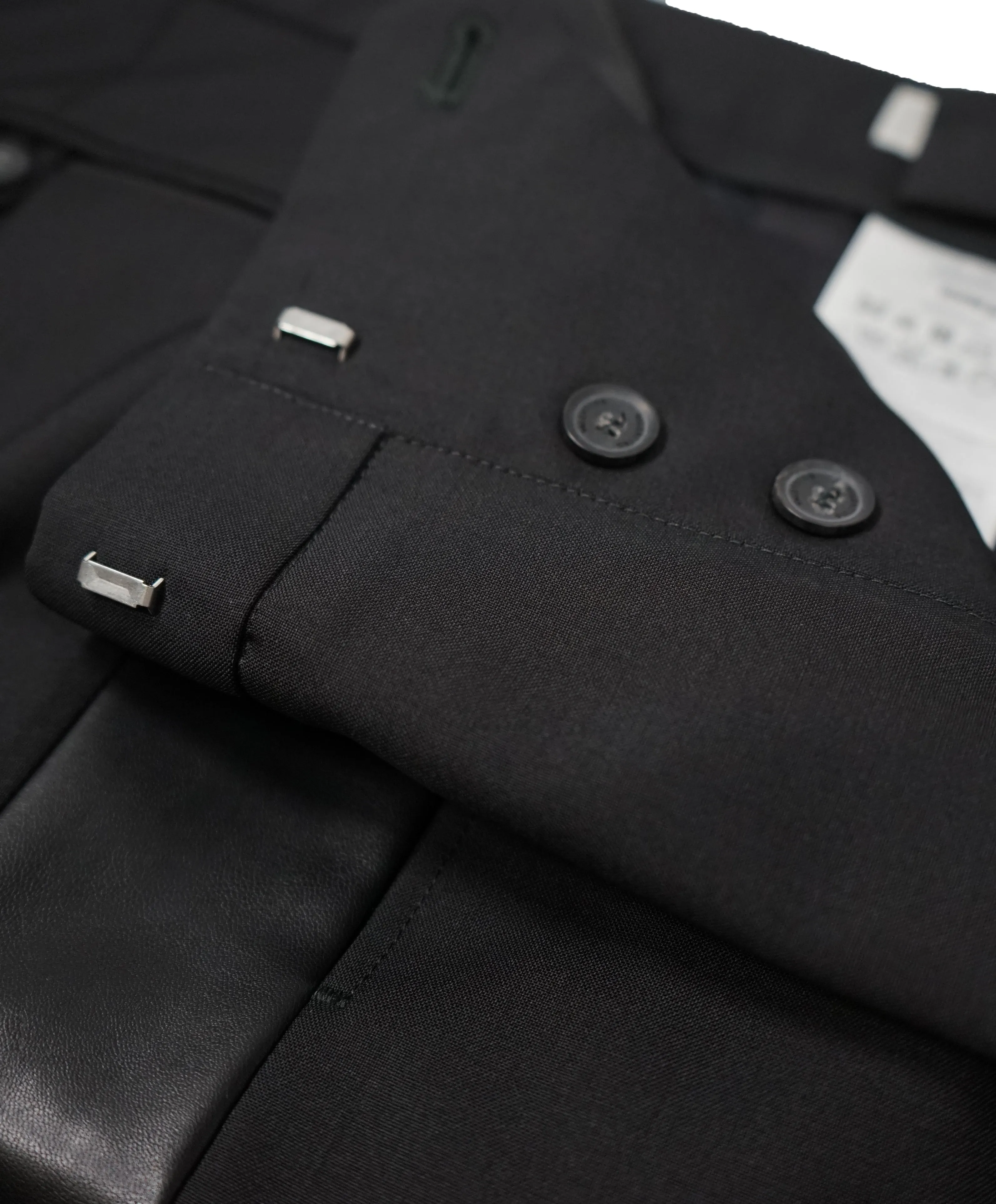 VALENTINO - Leather Side Stripe Wool Dress Pants - 33W