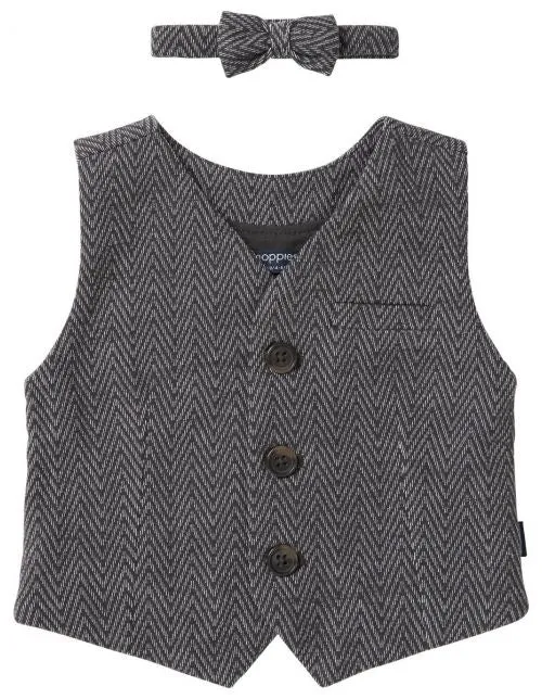 Vest and Bow Tie Set -Houndstooth Grey