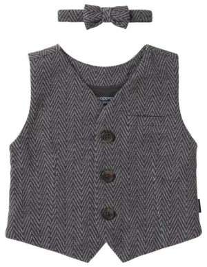 Vest and Bow Tie Set -Houndstooth Grey