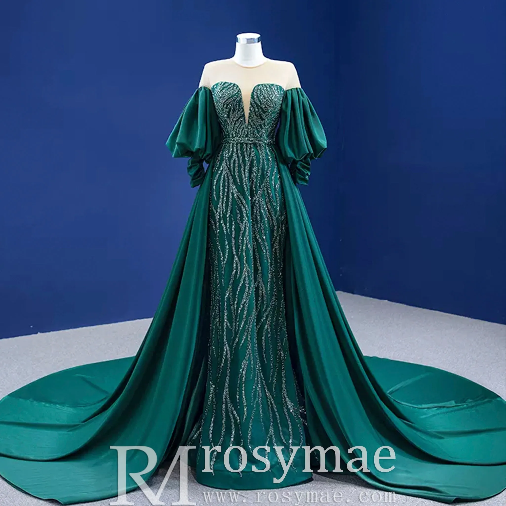 Vintage Beading Sequins Satin Prom Dress Scoop Formal Gown