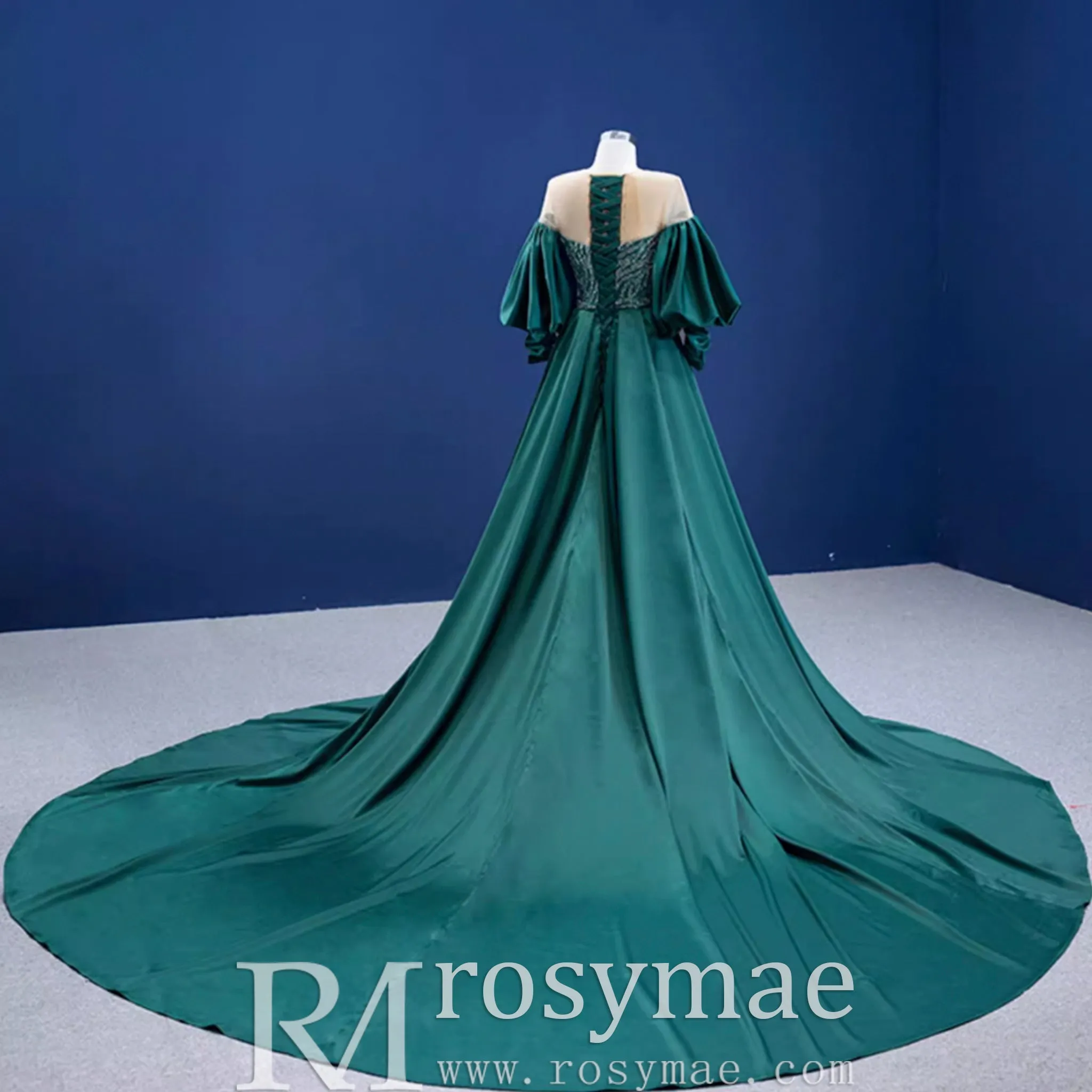 Vintage Beading Sequins Satin Prom Dress Scoop Formal Gown
