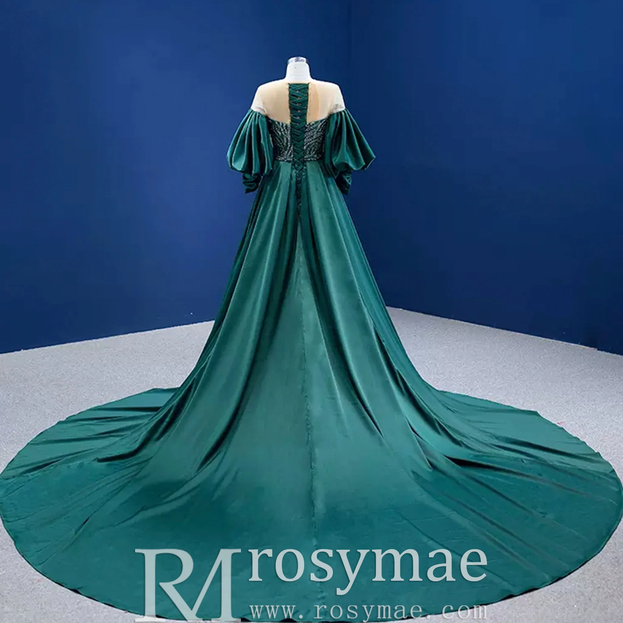 Vintage Beading Sequins Satin Prom Dress Scoop Formal Gown