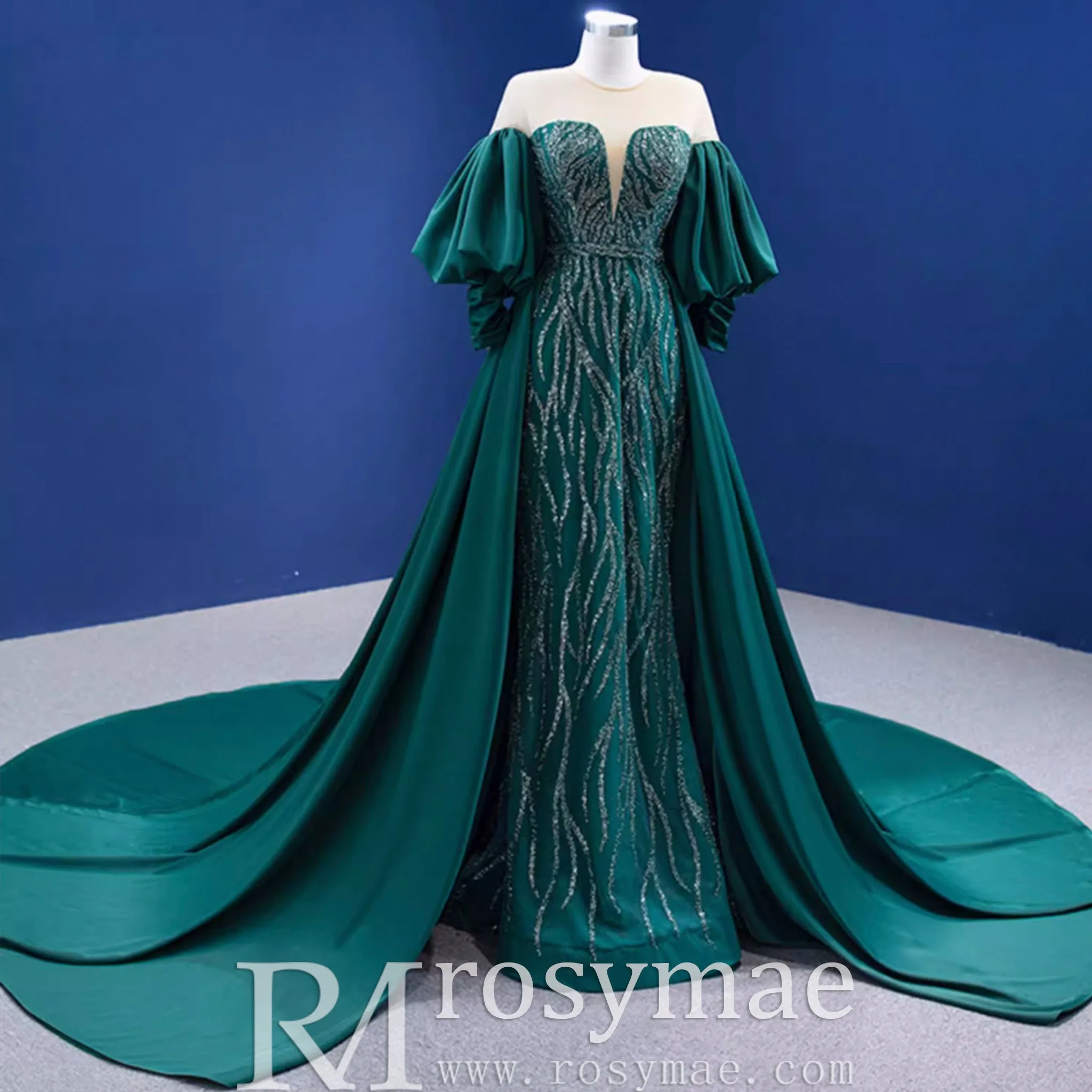 Vintage Beading Sequins Satin Prom Dress Scoop Formal Gown