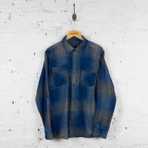 Vintage Plaid Pattern Shirt - Blue - L