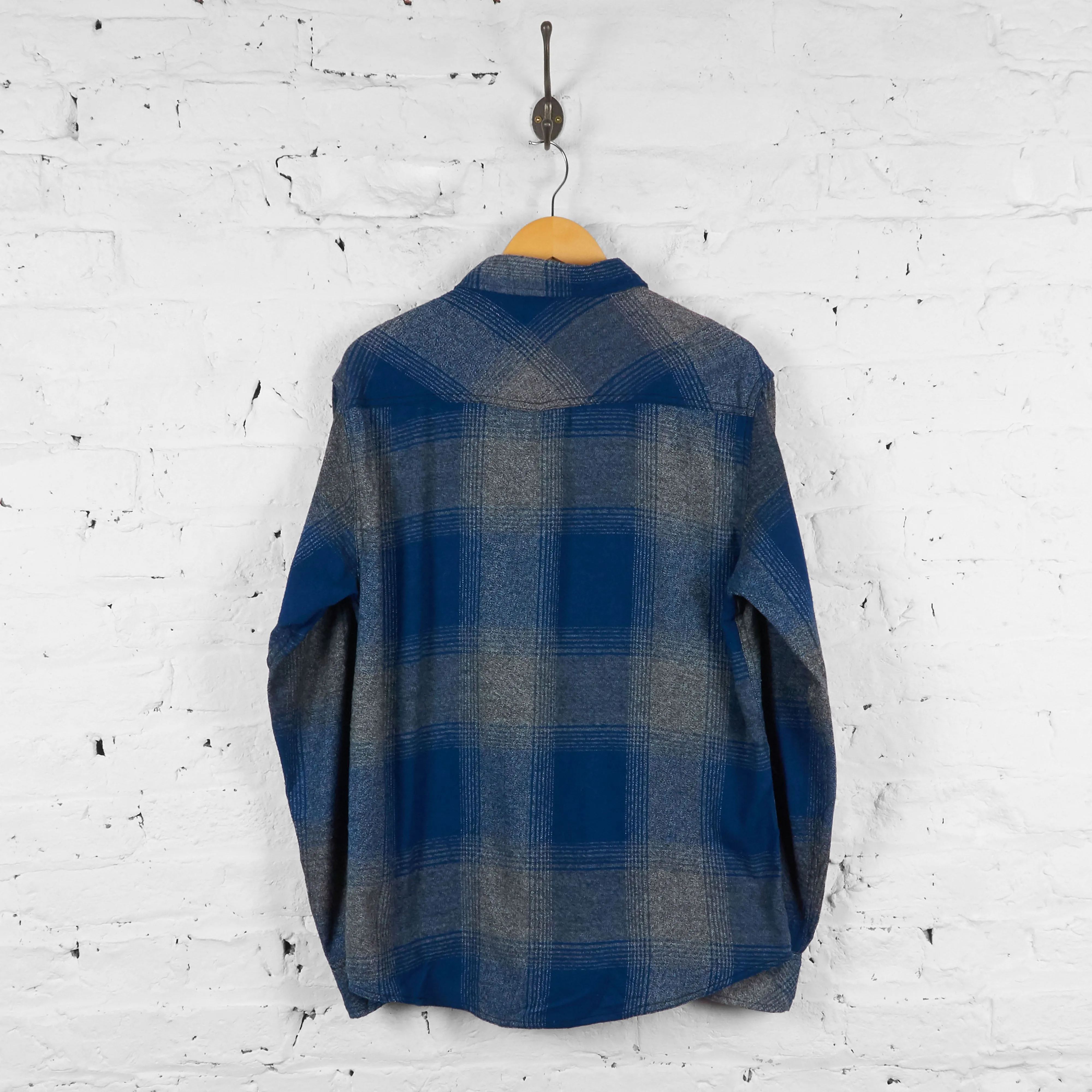 Vintage Plaid Pattern Shirt - Blue - L
